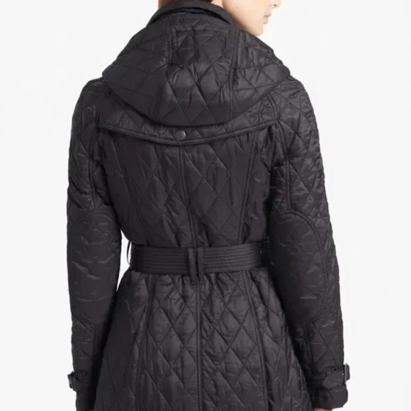 Burberry London Finsbridge Belted Quilted hooded Jacket Sz M EXCELLENT CONDITION - Picture 2 of 16